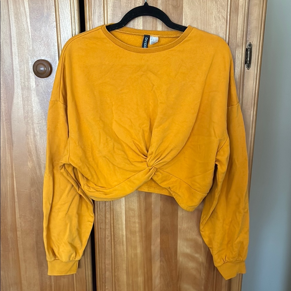 Women's Mustard Yellow Twist Front Top